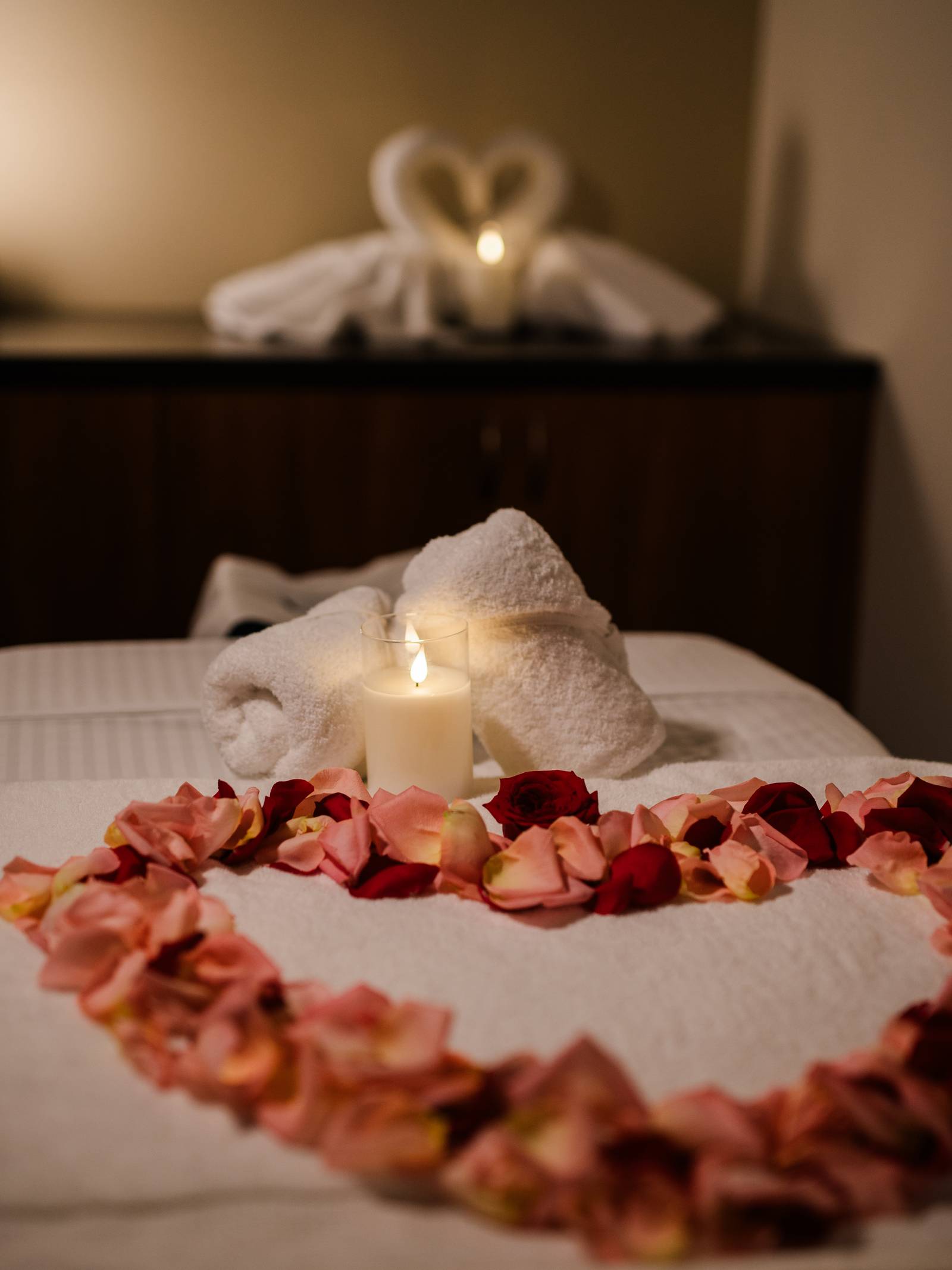 Luxury couples massage room with elegant ambiance